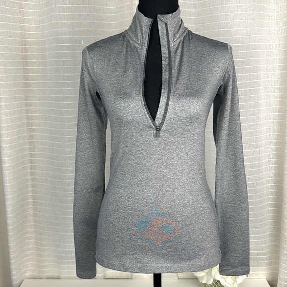 Nike Pro Dri-fit Hyperwarm 1/2 Zip Pullover Top Gray Long Sleeve Thumb, XSmall - Picture 4 of 15